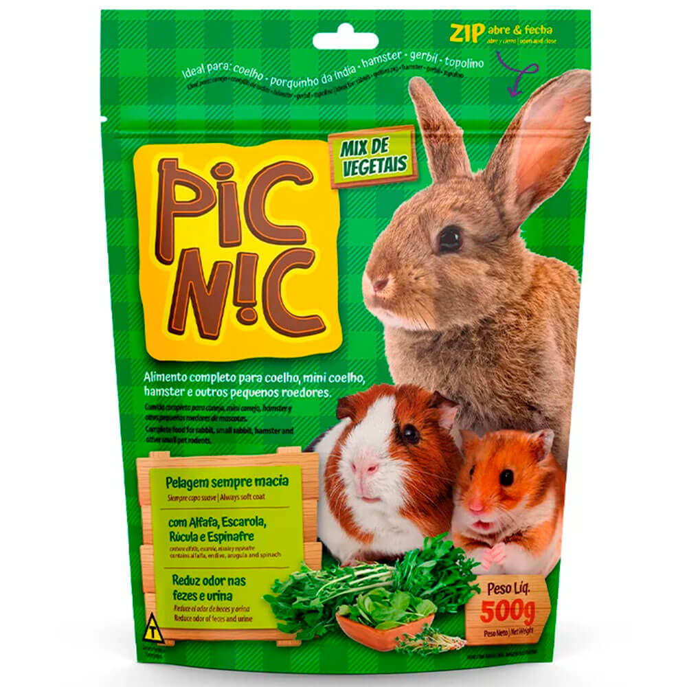 Encontraproduto.com.br - Ração Zootekna Pic Nic Mix de Vegetais para Roedores 500g