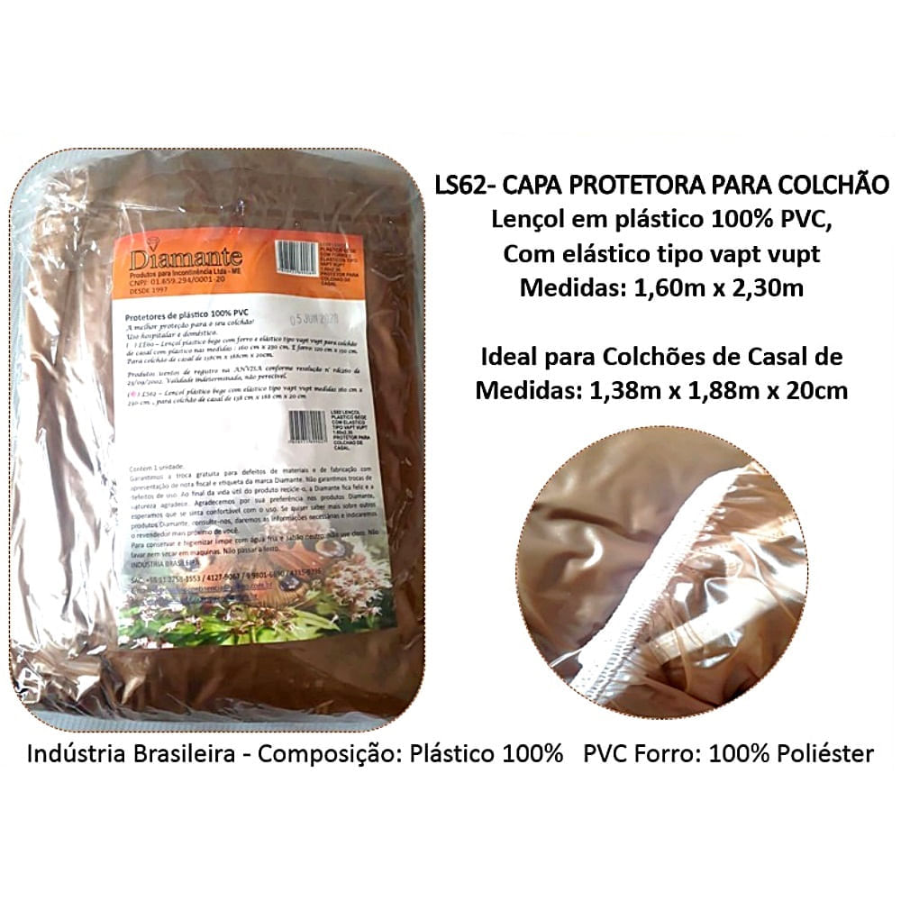 Encontraproduto.com.br - Capa Protetora Diamante para Colchão de Casal - Elástico - 1,60m x 2,30m