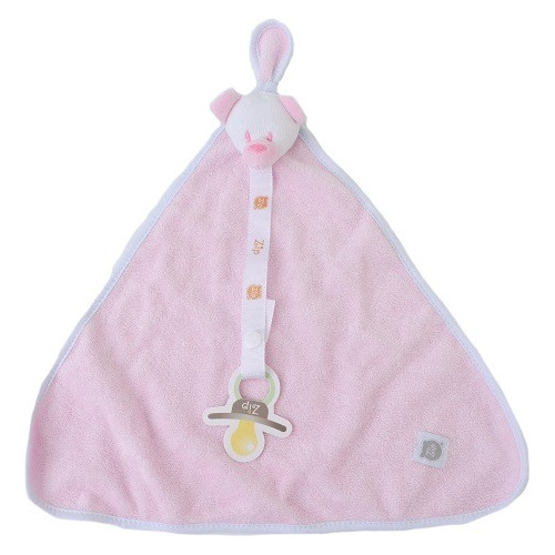 Encontraproduto.com.br - Naninha Bebê Atoalhada Ursinho Com Prendedor Rosa Zip