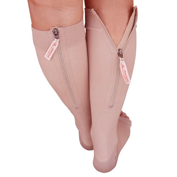 Meia 3/4 Venosan Comfortline Cotton - Com Zíper - 20-30Mmhg - Curta - Tam G