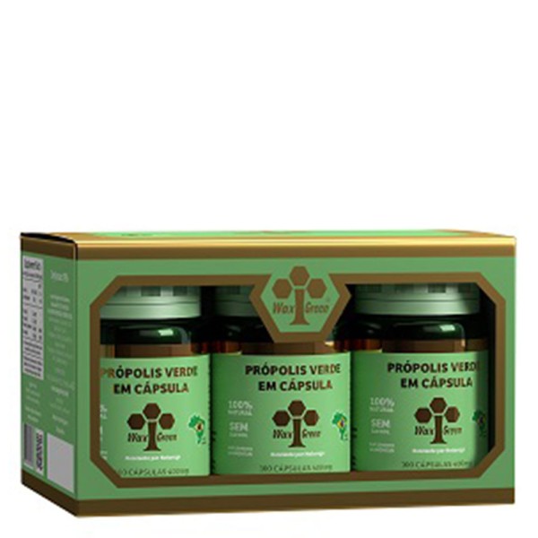 Encontraproduto.com.br - Caixa 6x Própolis Verde 80% Extrato Seco (300mg) 100 Cápsulas - Wax Green