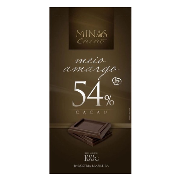 Encontraproduto.com.br - Chocolate Minas Cacao Zero Lactose 54% Cacau 100g