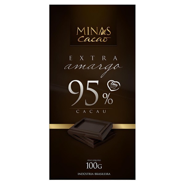 Encontraproduto.com.br - Chocolate Minas Cacao Zero Lactose 95% Cacau 100g