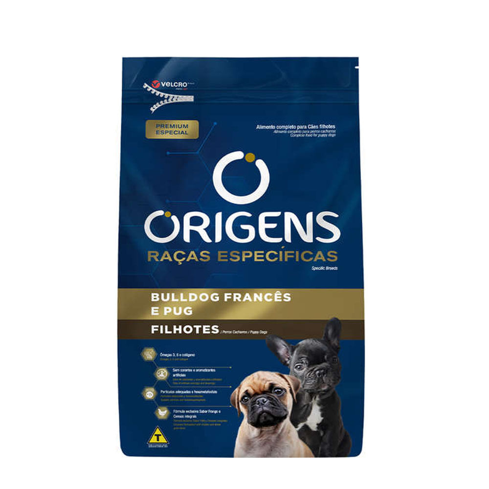 Ração Origens Cães Filhotes Bulldog Francês e Pug