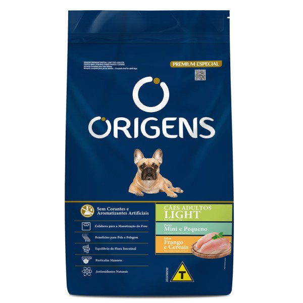 Encontraproduto.com.br - Ração Origens Light Cães Adultos Porte Mini e Pequeno Frango e Cereais