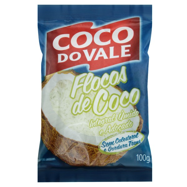 Encontraproduto.com.br - Coco em Flocos Integral Úmido e Adoçado 100g - Coco Do Vale