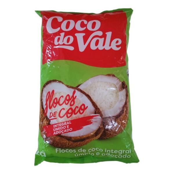 Encontraproduto.com.br - Coco em Flocos Integral Úmido e Adoçado 1kg - Coco Do Vale