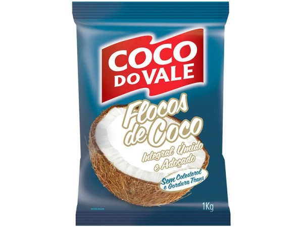 Encontraproduto.com.br - Coco em Flocos Integral Úmido e Adoçado 1kg - Coco Do Vale