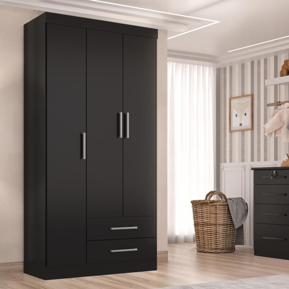 Encontraproduto.com.br - Guarda Roupa Solteiro Kioto 3 Portas 2 Gav Onix Onix