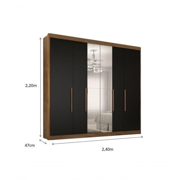 Encontraproduto.com.br - Guarda Roupa Casal Valencia 6 Portas 6 Gav C- Esp Castanho-onix Castanho-onix