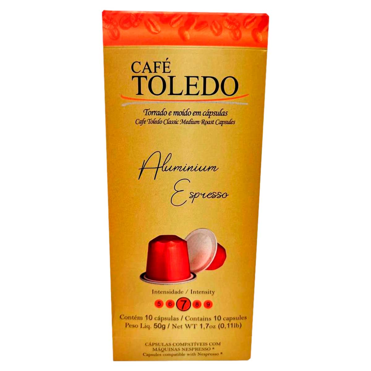 Café Torrado e Moído Aluminium Espresso 100% Arábica Café Toledo 10 Cápsulas