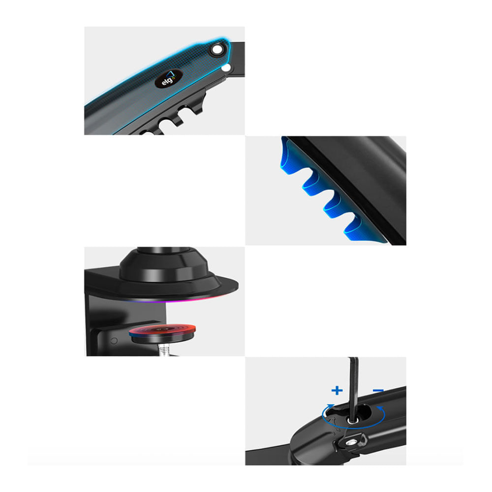 Encontraproduto.com.br - Suporte Tipo Torre Multiarticulado de Mesa com Pistão FH80N - ELG