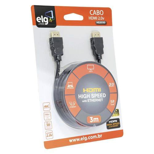 Encontraproduto.com.br - Cabo HDMI 1.4 High Speed com Ethernet 3m ELG HS2030