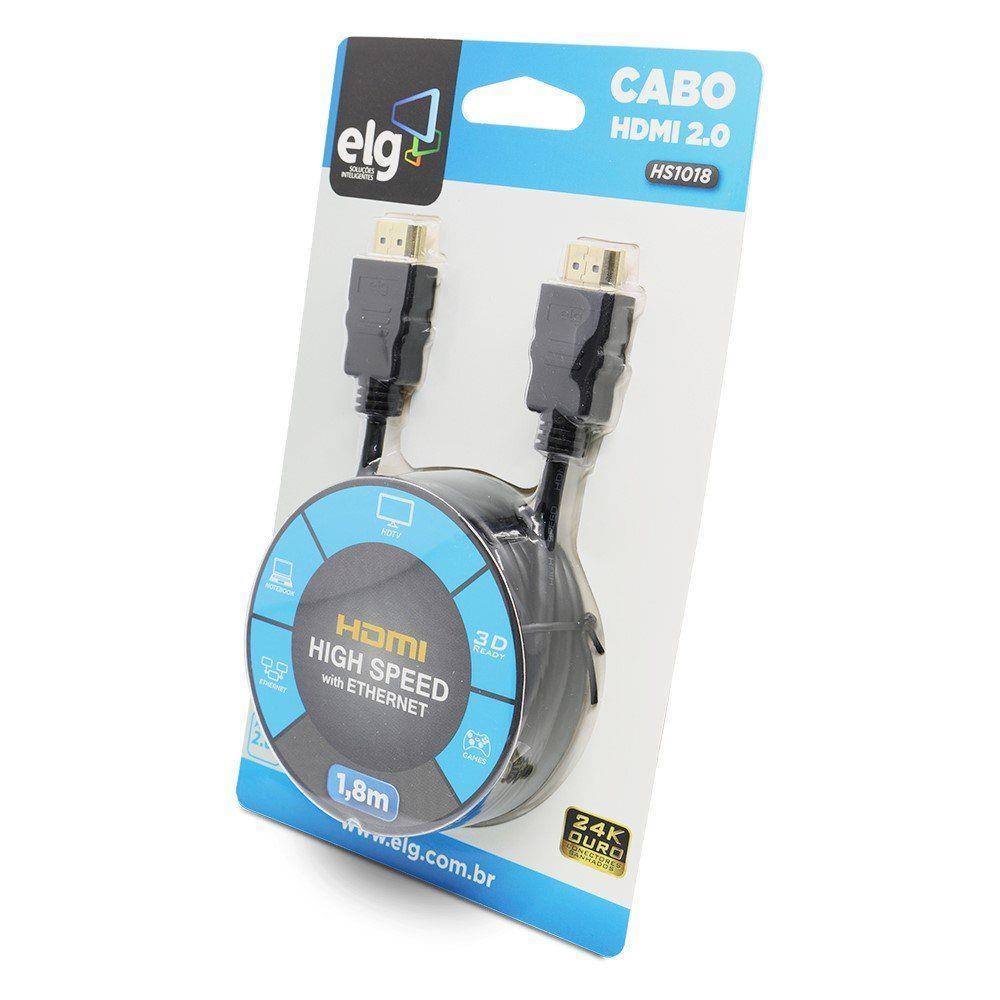 Encontraproduto.com.br - Kit Cabo Elg Hdmi Hs1018 1.80 Metros Preto