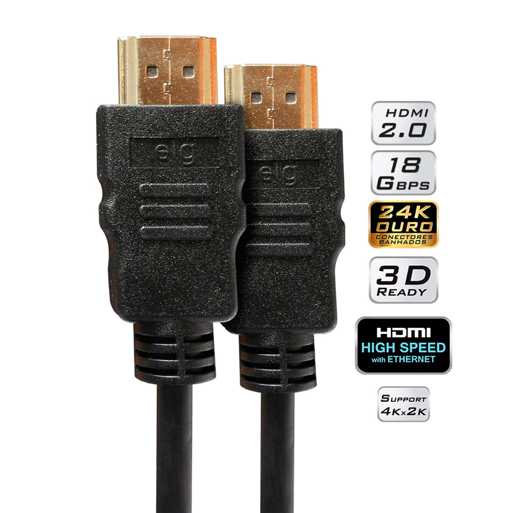 Encontraproduto.com.br - Kit Cabo Elg Hdmi Hs1018 1.80 Metros Preto