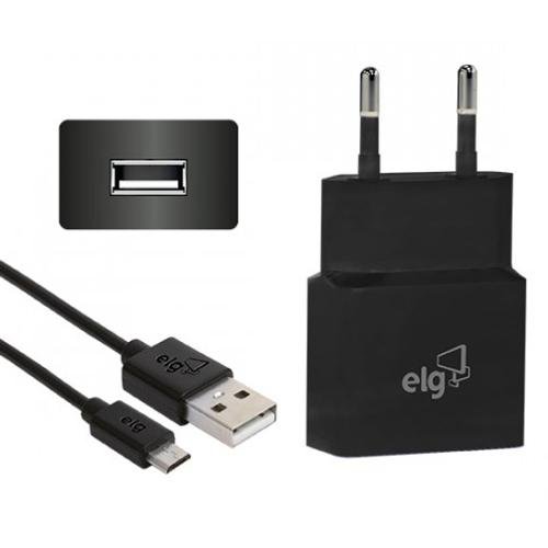 Encontraproduto.com.br - Kit Carregador de Parede com Cabo ELG KT510WC Preto