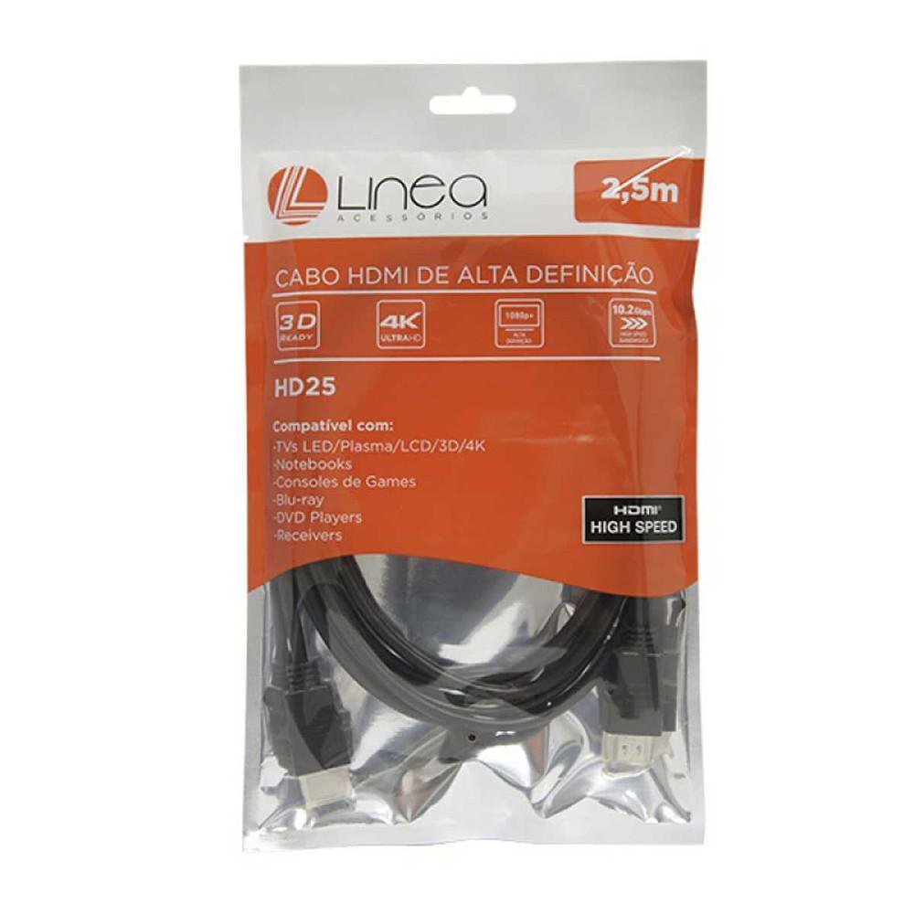 Encontraproduto.com.br - Cabo HDMI LINEA 3D 4K 2.5m