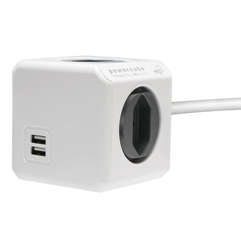 Encontraproduto.com.br - Powercube ELG Filtro de linha e Multiplicador de Tomada Bivolt com 4 Tomadas 10A e 2 Usb 2.4A com Disjuntor Resetavel e Proteção para Crianças child lock PWC-R4U
