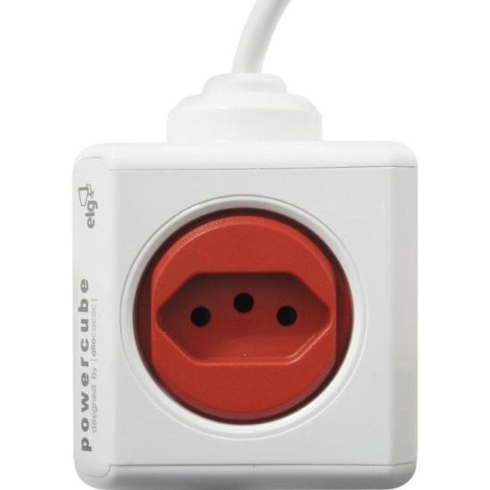 Encontraproduto.com.br - Powercube Extended Pwc-x5/3m Elg Vermelho 5 Tomadas Com Cabo 3m