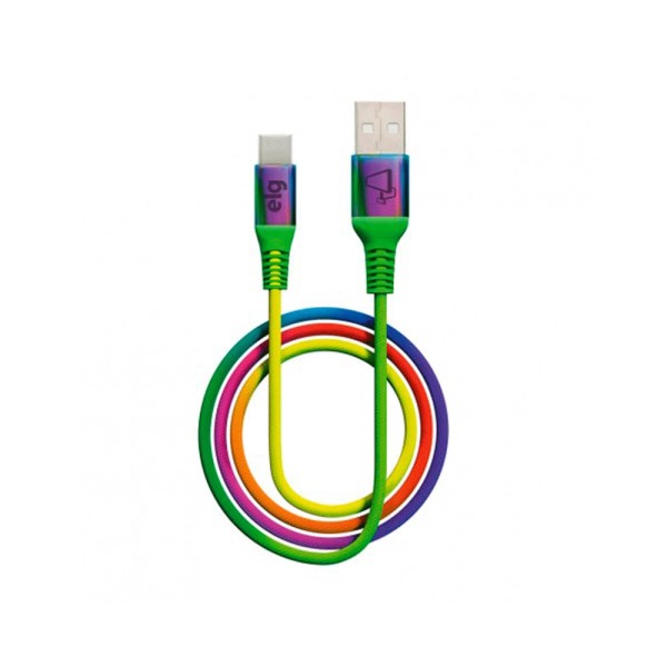 Cabo Usb Tipo-C Rainbow Recarga/Sincronização 1M ELG
