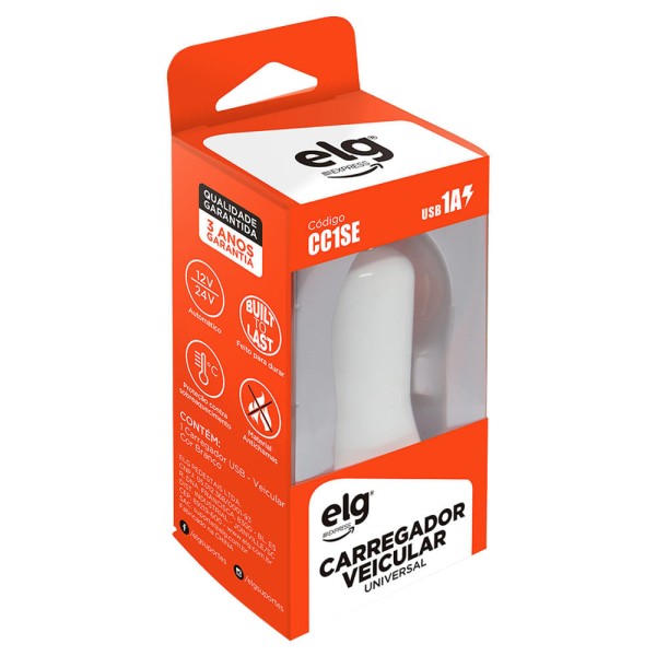 Encontraproduto.com.br - Carregador Veicular Universal ELG CC1SE 1A
