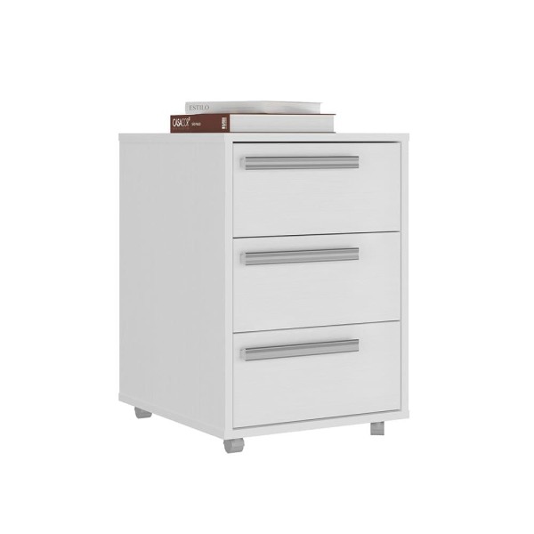 Encontraproduto.com.br - Gaveteiro 3 Gavetas com Rodízio HCL Branco