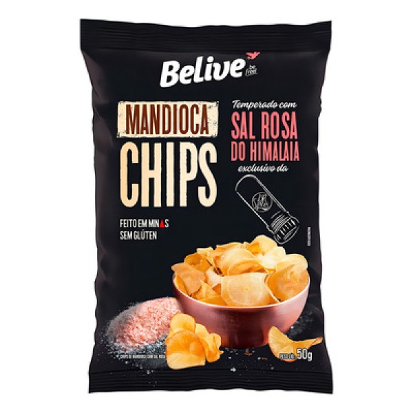 Chips Mandioca Sal Rosa do Himalaia Belive 50g