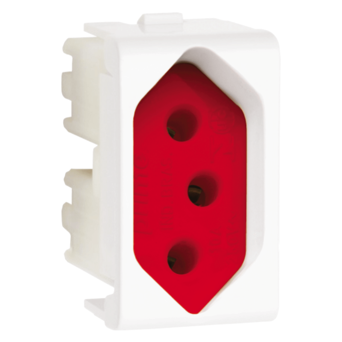 Encontraproduto.com.br - Módulo Tomada Br 2p T 20a 250v 1m Vermelho Lunare Schneider