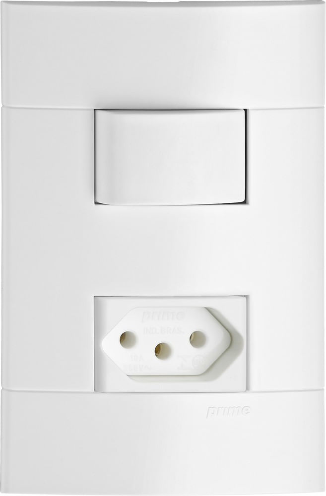 Encontraproduto.com.br - Conjunto Montado 1 Interruptor Simples E 1 Tomada 2P+T 10A Pb Prm4404721 Branco Lunare Schneider