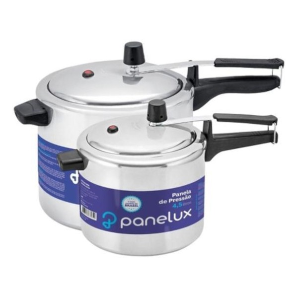 Encontraproduto.com.br - Kit 2 Panelas De Pressão 4,5L E 10L Polida Panelux