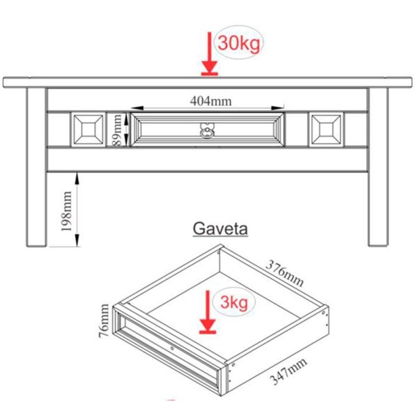 Encontraproduto.com.br - Mesa De Centro 1 Gaveta 100% Madeira Maciça Rustic Line Cera