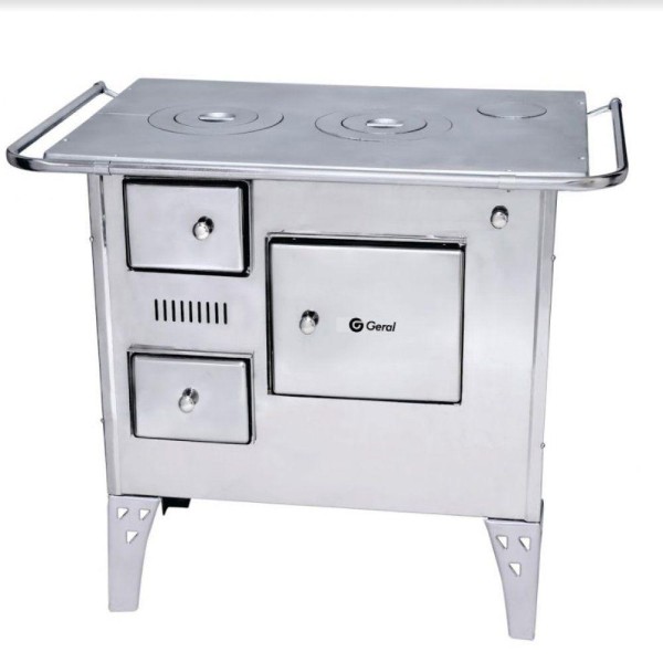 Encontraproduto.com.br - Fogão a Lenha Geral Nr 2 com Saída de Fumaça Inox Bivolt