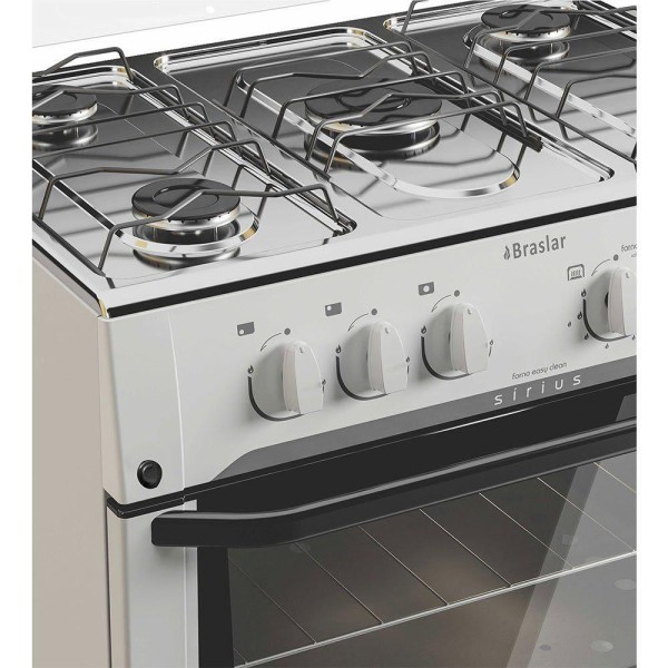 Encontraproduto.com.br - Fogão 5 Bocas Mesa de Inox Sírius Plus Branco Bivolt