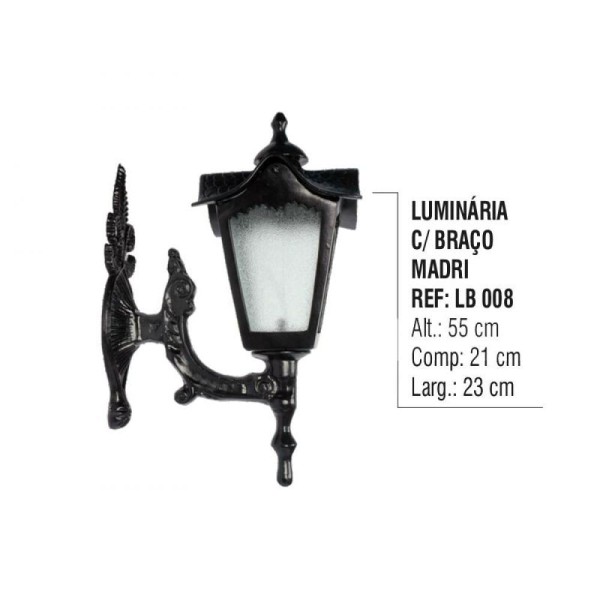 Encontraproduto.com.br - Luminária Com Braço Madri Externa/Interna Em Alumínio 55Cm