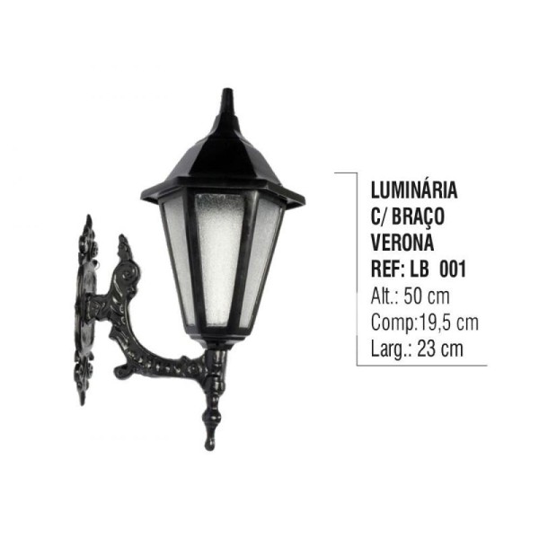 Encontraproduto.com.br - Luminária Verona com Braço Externa/interna em Alumínio 50cm
