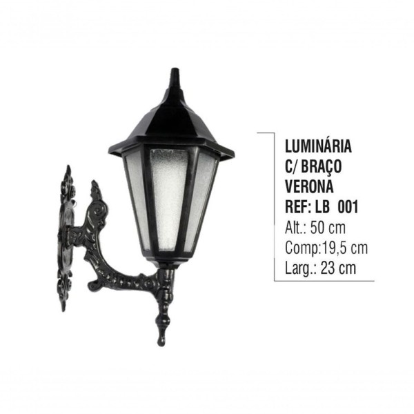 Encontraproduto.com.br - Luminária Verona com Braço Externa/interna em Alumínio 50cm