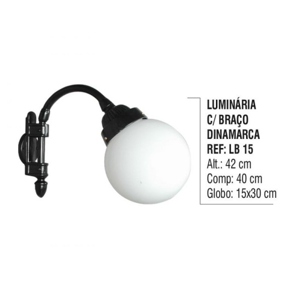 Encontraproduto.com.br - Luminária Dinamarca com Braço Externa/interna Alumínio 42cm