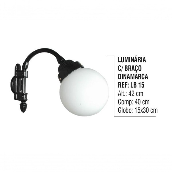 Encontraproduto.com.br - Luminária Dinamarca com Braço Externa/interna Alumínio 42cm