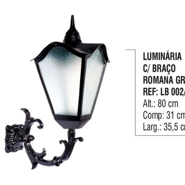 Encontraproduto.com.br - Luminária Colonial Romana Grande Com Braço Em Alumínio 80Cm