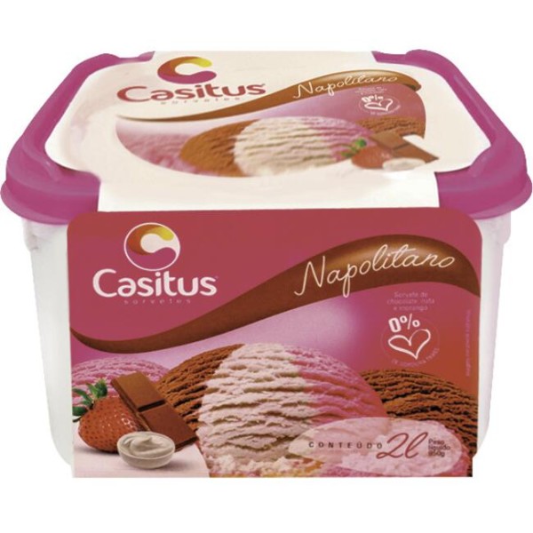 Encontraproduto.com.br - Sorvete Casitus Napolitano Pote com 2L