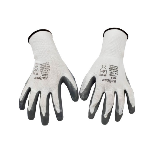 Encontraproduto.com.br - Luva Tricotada Kalipso NBR Pro Branco/Cinza 10/XG