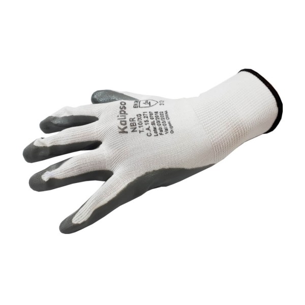 Encontraproduto.com.br - Luva Tricotada Kalipso NBR Pro Branco/Cinza 10/XG