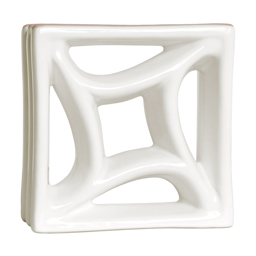 Encontraproduto.com.br - Elemento Vazado Cobogó Cerâmica Martins 18,5x8x18,5cm Estrela do Mar Esmaltado 5 furos Branco