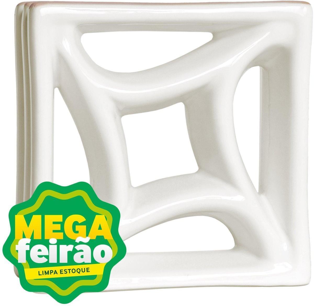 Encontraproduto.com.br - Elemento Vazado Cobogó Cerâmica Martins 18,5x8x18,5cm Estrela do Mar Esmaltado 5 furos Branco