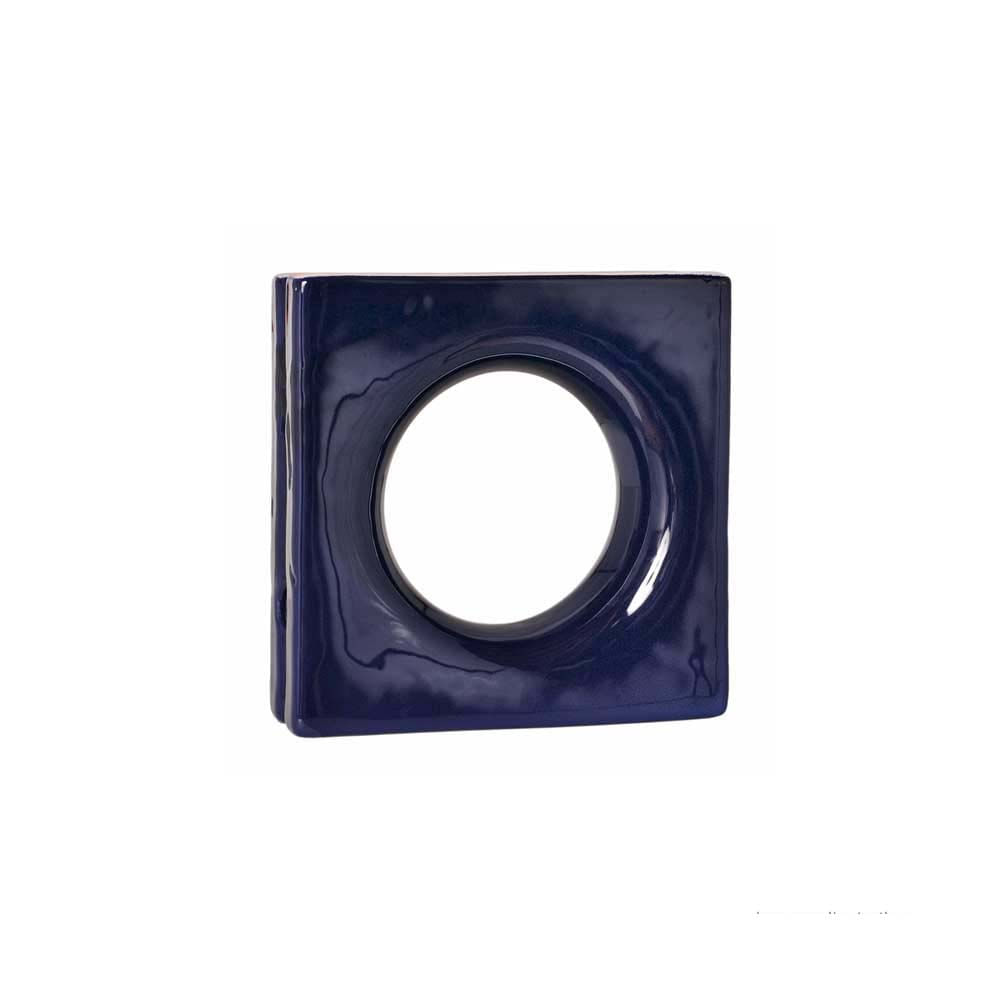 Cobogó Lua esmaltado azul cobalto Cerâmica Martins