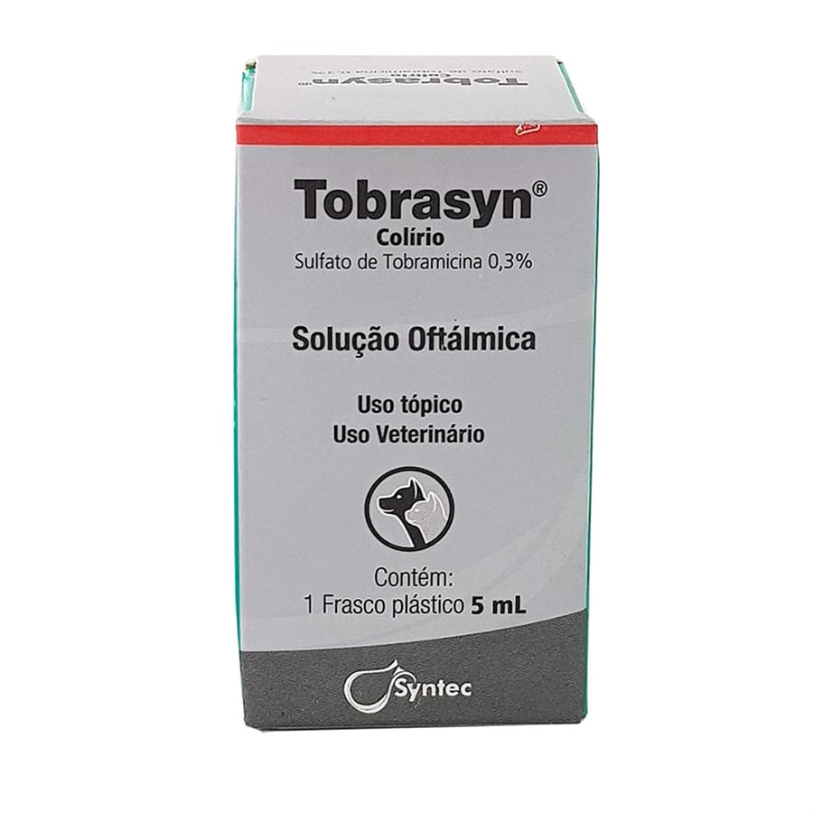 Encontraproduto.com.br - Tobrasyn Colírio 5ml Syntec Cães e Gatos Antibiótico Tobramicina
