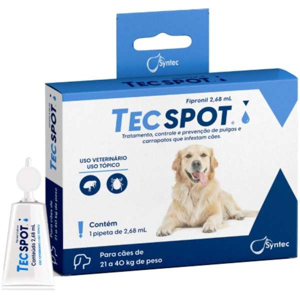 Encontraproduto.com.br - Tecspot Antipulgas Syntec para Cães de 21 a 40kg - 2,68ml
