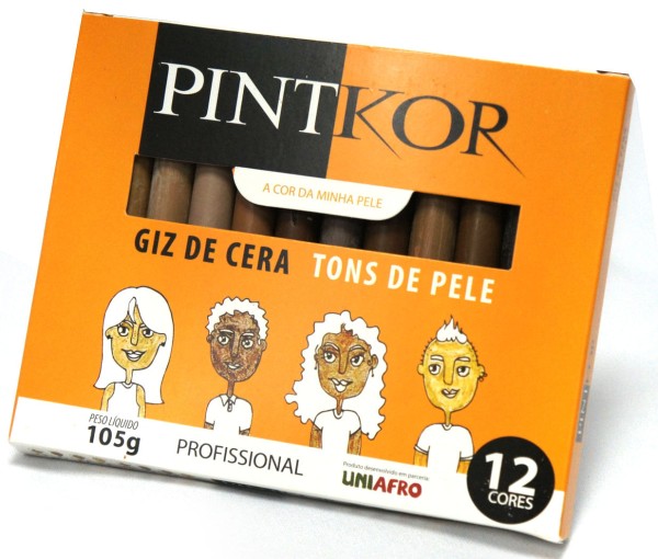 Encontraproduto.com.br - Giz de Cera Profissional Tons de Pele Estojo com 12 Cores Pintkor