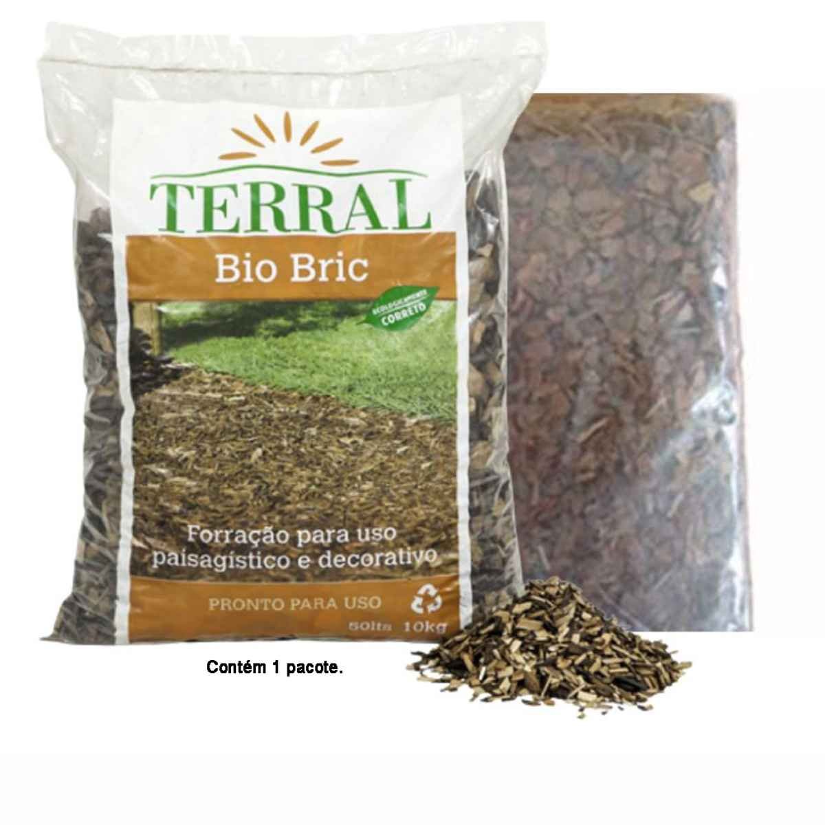 Encontraproduto.com.br - Cavaco de Madeira Terral Bio Bric (B1) Sem Cheiro Vasos e Jardins 10kg (MP)