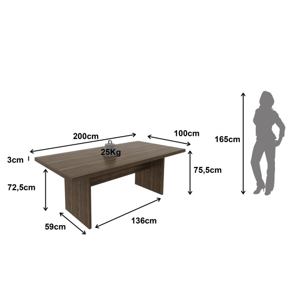 Encontraproduto.com.br - Mesa para Escritório Reunião 100x200cm ME4119 Nogal
